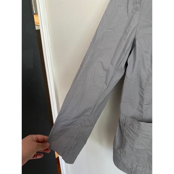 Eileen Fisher Womens M Cotton Poplin Notch Collar Blazer Jacket Gray Career - Picture 3 of 7